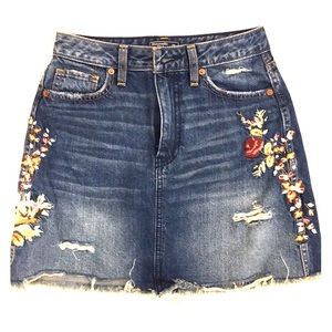 Floral jean skirt